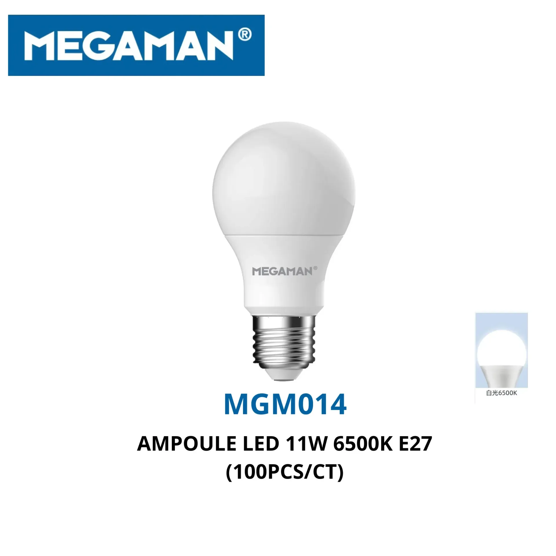 [MGM014] Ampoule led 11w 6500k E27 megaman (100pcs/ct)