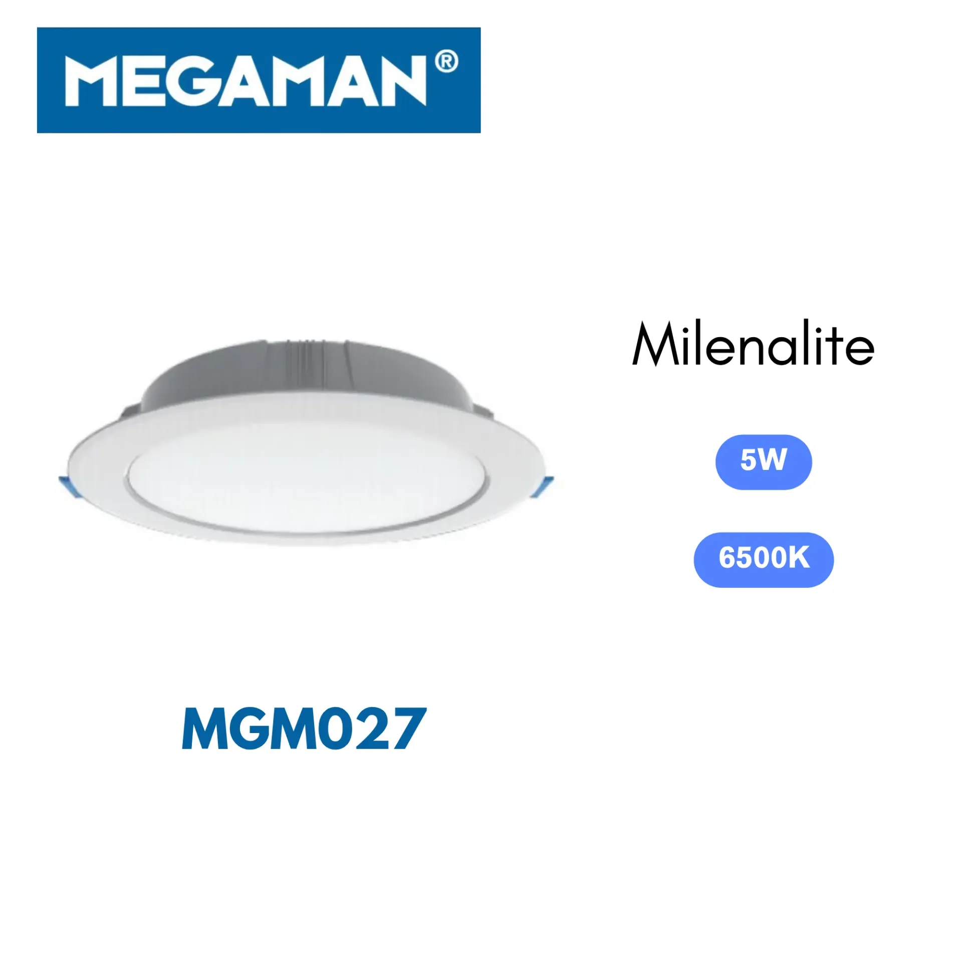 [MGM027] Spot led encastre rond 5w 6500k Milenalite Megaman (100pcs/ct)