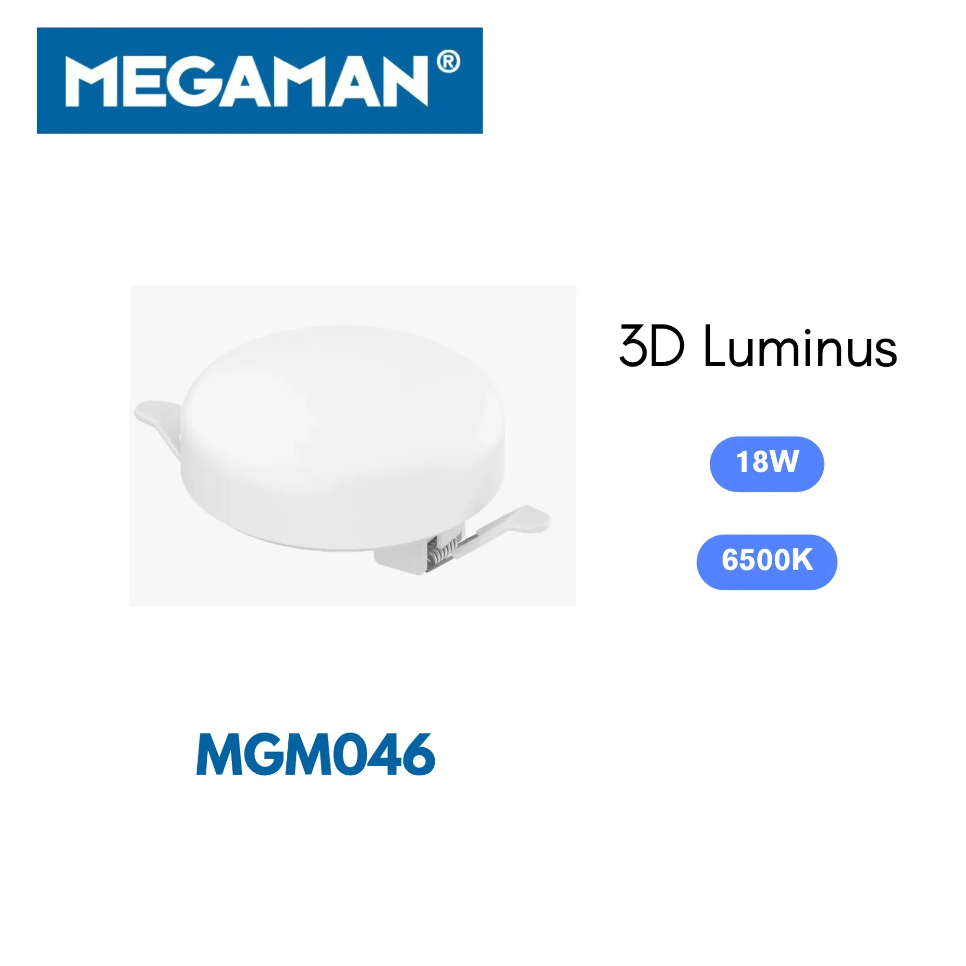 [MGM046] Spot Led encastre rond 18w 6500k 3D Luminus Megaman (60pcs/ct)