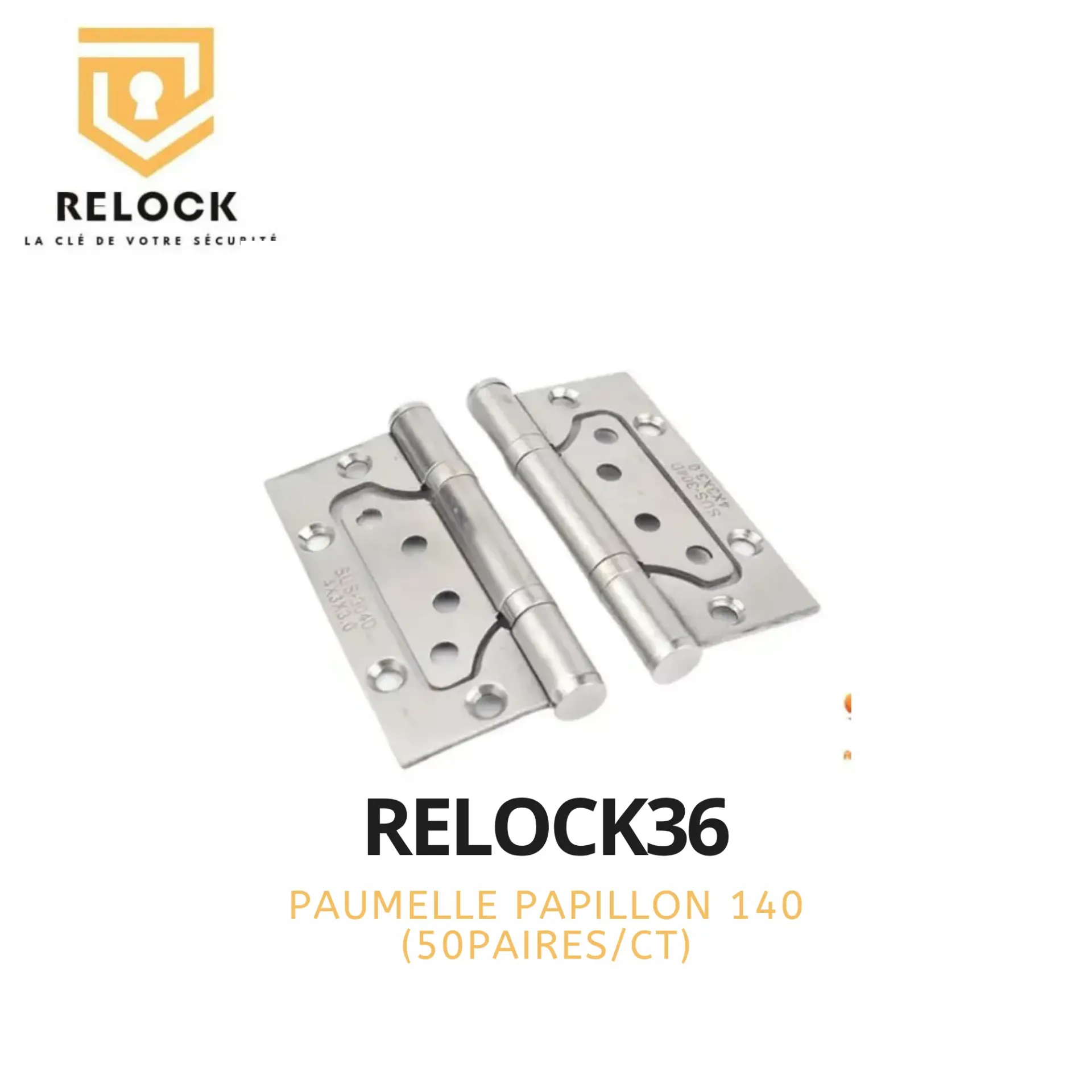 [RELOCK36] PAIRE DE PAUMELLE CONDAMNE PAPILLON EN INOX RELOCK (60PAIRES/CT)