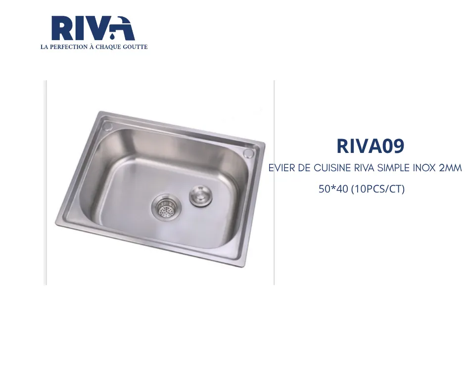 [RIVA09] EVIER DE CUISINE RIVA SIMPLE INOX 2MM 50*40 (10PCS/CT)