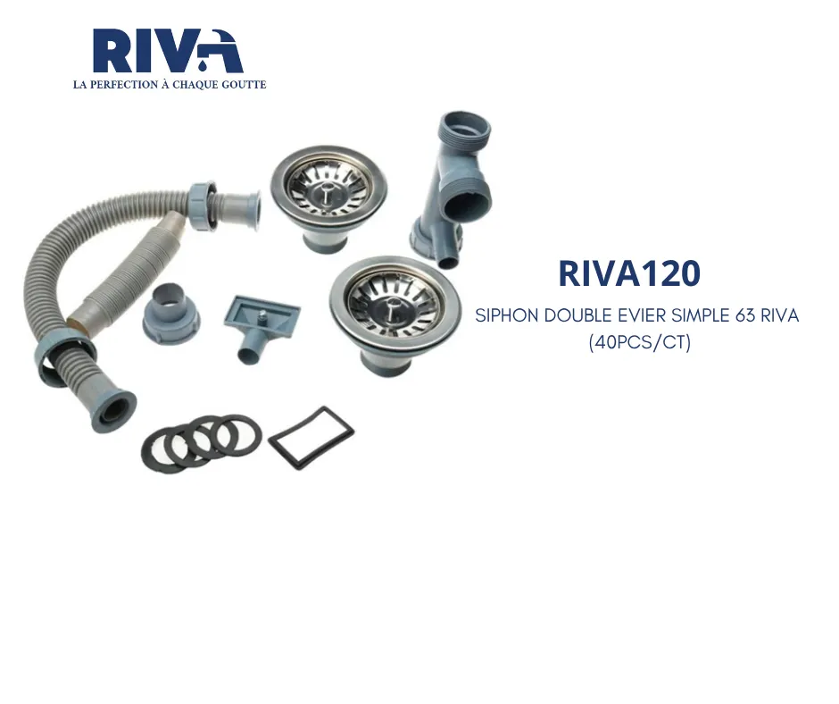 [RIVA120] Siphon double evier gros trou Riva (40pcs/ct)