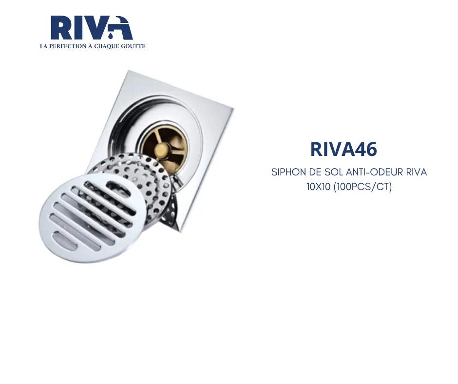 [RIVA46] SIPHON DE SOL EN INOX ANTI-ODEUR 10*10 RIVA (100 PCS/CT)