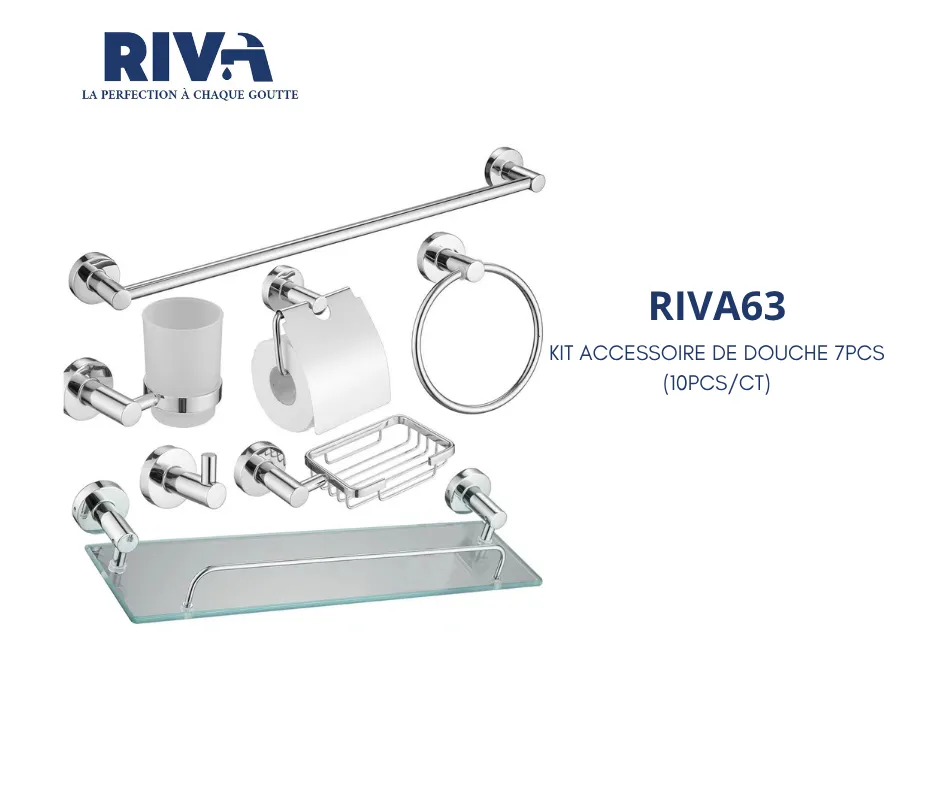 [RIVA63] KIT ACCESSOIRE DE DOUCHE EN CHROME 7PCS RIVA 63 (10PCS/CT)