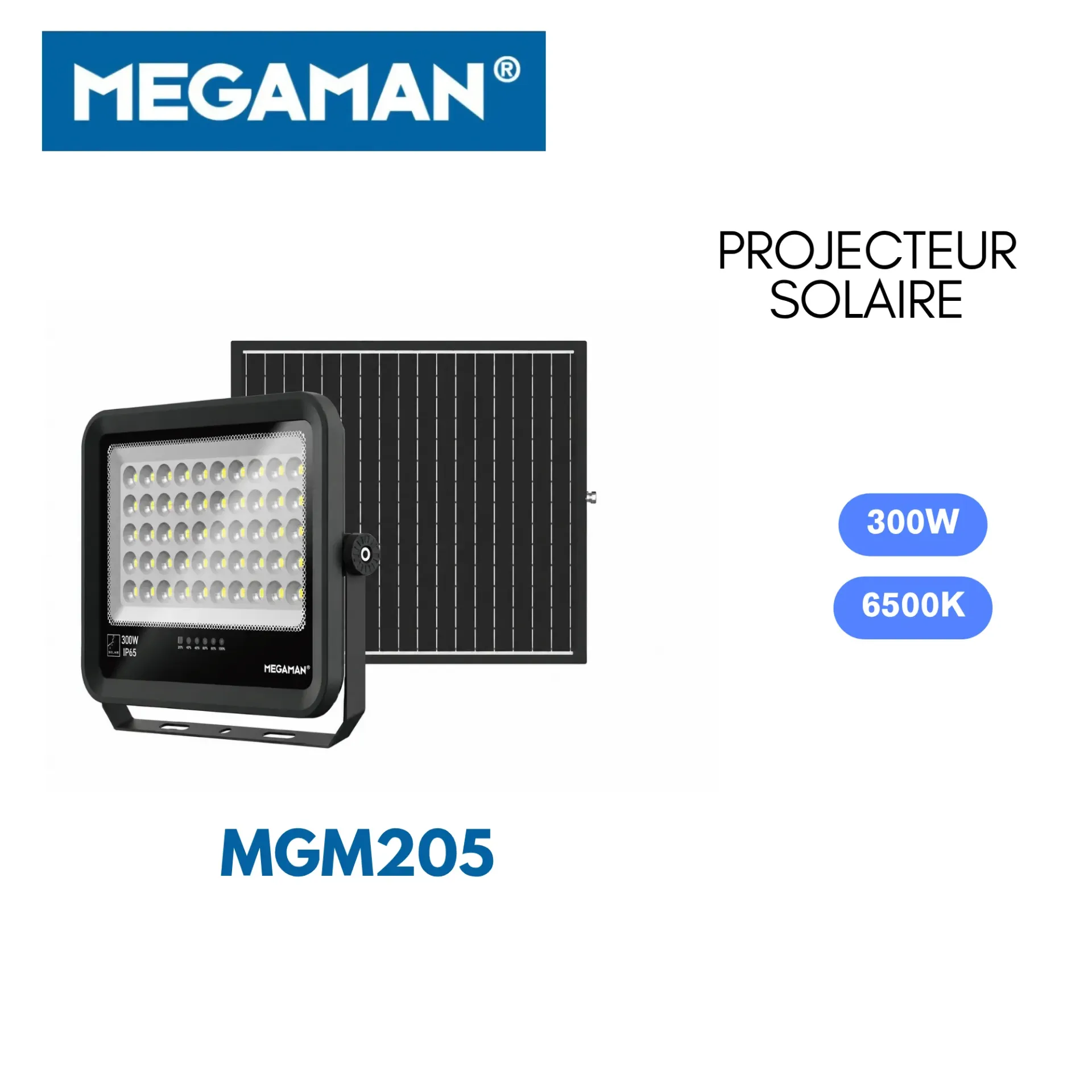 [MGM205] Projecteur solaire 300W 6500K Megaman (2pcs/ct)