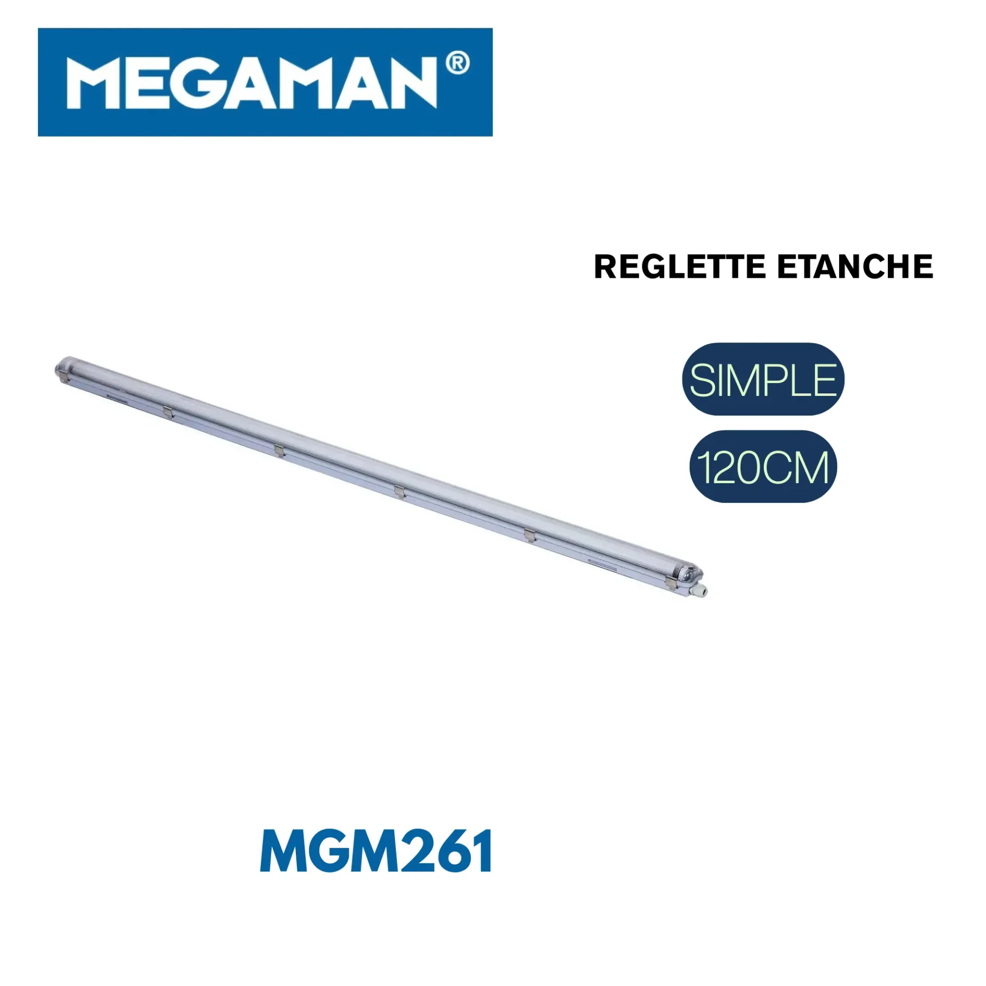 [MGM261] Reglette étanche simple 120 cm Megaman YTBL005 (12PCS/CT)