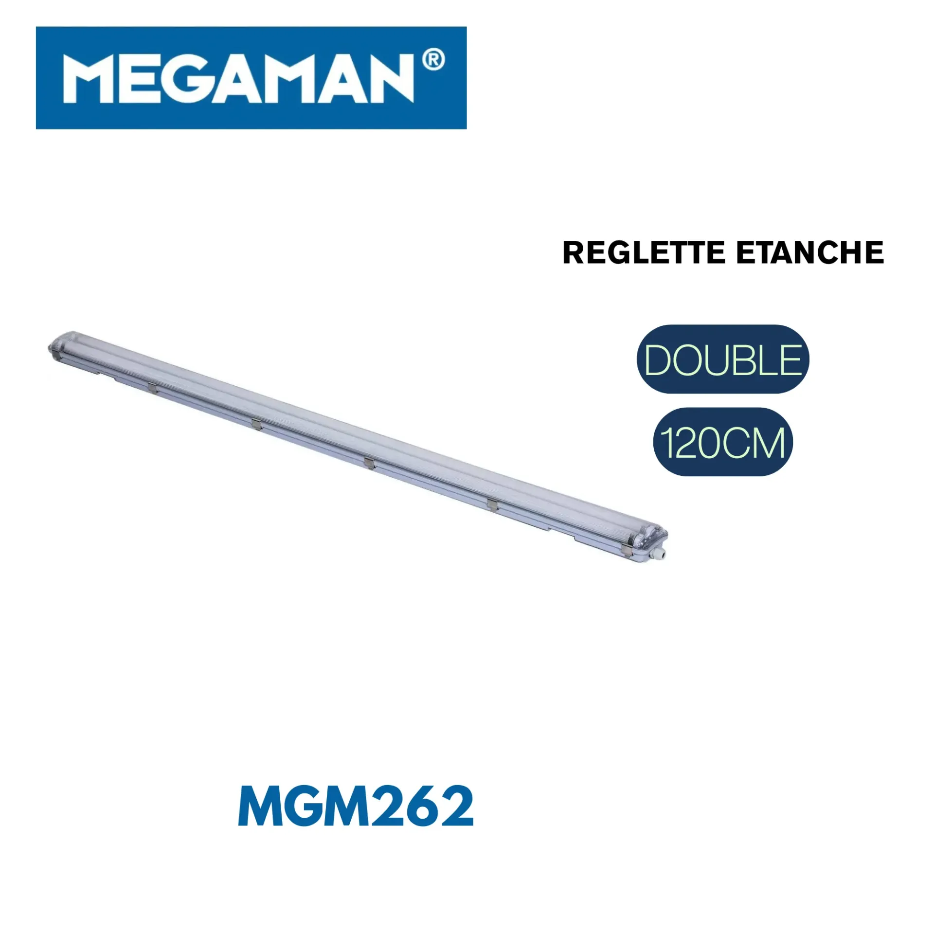 [MGM262] Reglette étanche double 120cm Megaman YTBL005 (12PCS/CT)