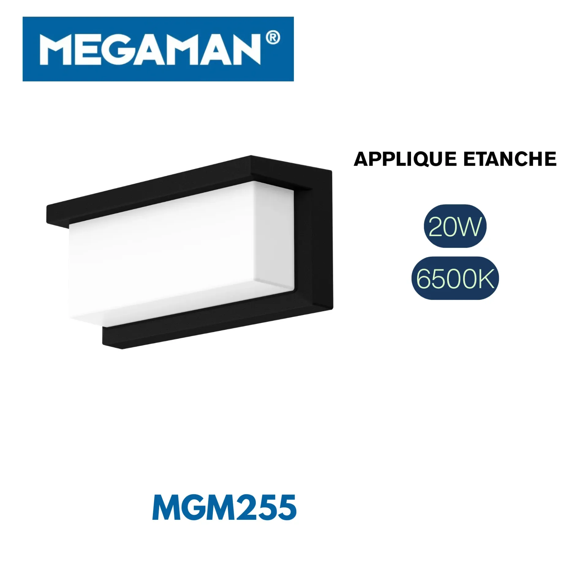 [MGM255] Applique étanche rectangulaire 20W 6500K Megaman YTWL012 (20PCS/CT)