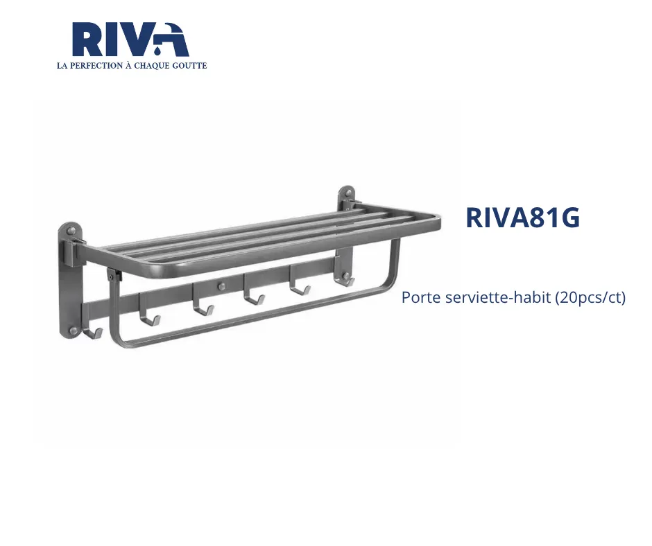 [RIVA81G] Porte serviette-habit alu gris (20PCS/CTN)