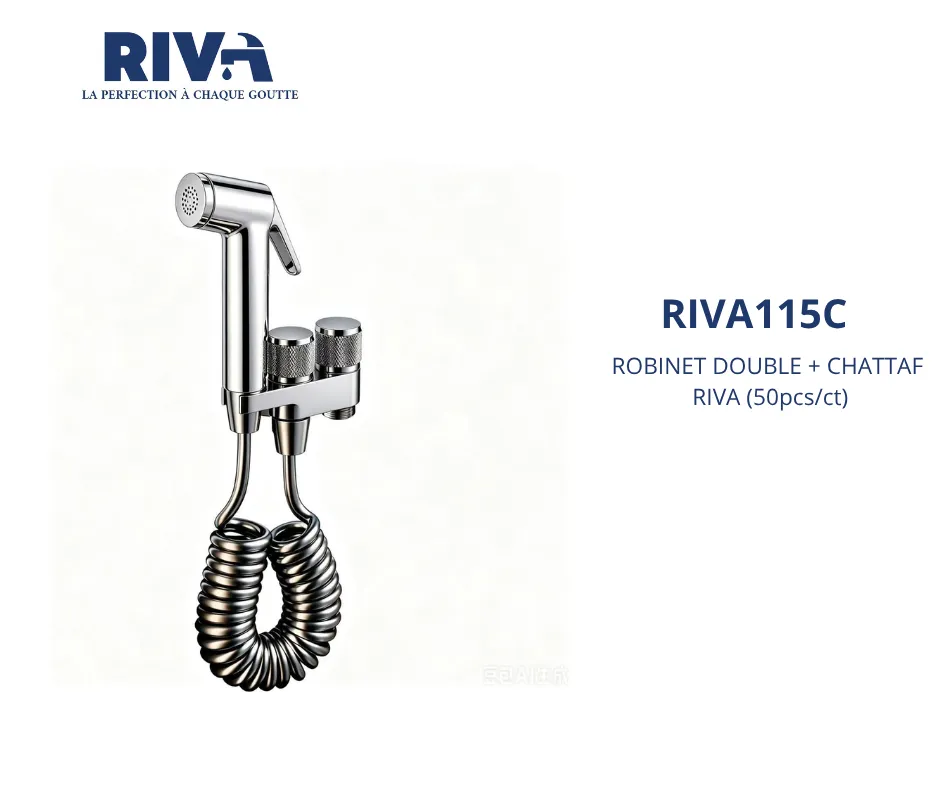 [RIVA115C] Robinet double + chattaf chrome RIVA (50PCS/CTN)